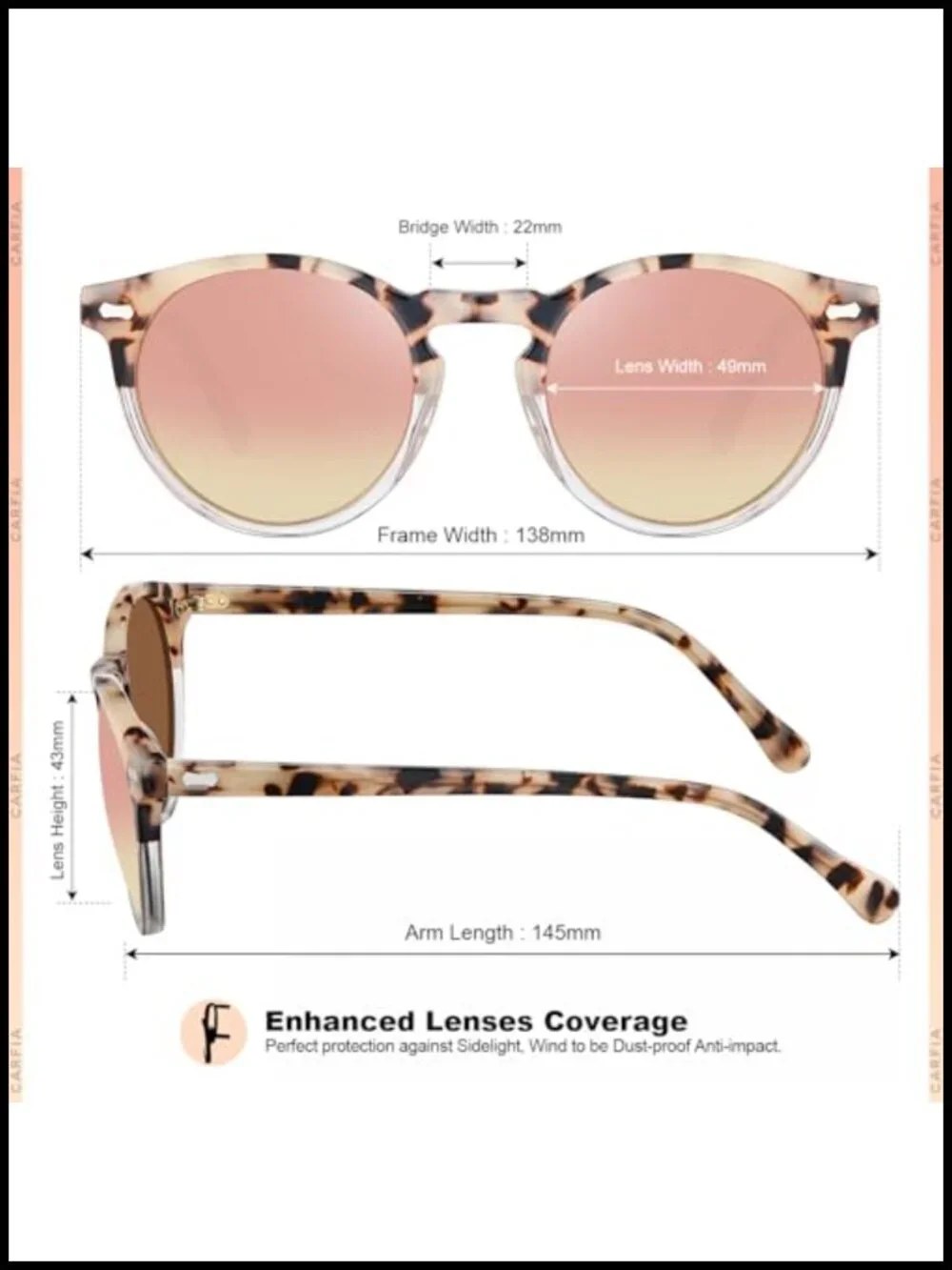 Retro Polarized Acetate Sunglasses for Women UV Protection Classic Round Shades